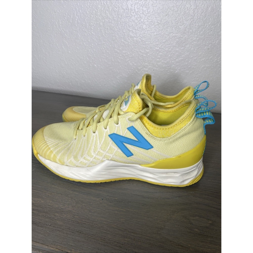 New Balance Fresh Foam Lav Tennis Shoes Yellow Blue Womens 8.5 Pickleball Court